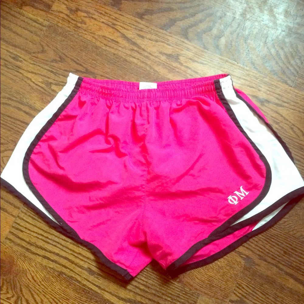 Pink phi mu sorority athletic shorts